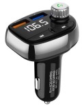 Modulator FM 12-24V Bluetooth 5.0 cu functie de incarcator auto Super Charge 3.0 - T61