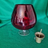 Cumpara ieftin PAHAR MARE DIN STICLA RUBINIE CREAT MANUAL LA MURANO - VENETIA anii &#039;80