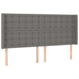 Cumpara ieftin Tablie de pat cu aripioare gri inchis 183x16x118/128 cm textil
