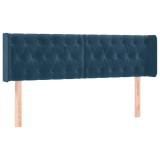 Cumpara ieftin Tablie pat cu aripioare albastru inchis 147x16x78/88 cm catifea
