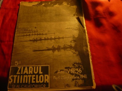Revista Ziarul Stiintelor si al Calatoriilor 2 sept. 1941 , canotaj pe coperta foto