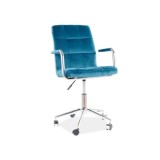 Scaun birou copii SL Q022, ergonomic, cadru otel, piele ecologica, inaltime ajustabila, roti pivotante, 60 Kg, turcoaz