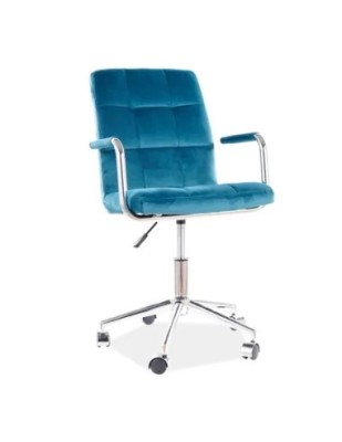 Scaun birou copii SL Q022, ergonomic, cadru otel, piele ecologica, inaltime ajustabila, roti pivotante, 60 Kg, turcoaz foto
