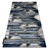 Covor DE LUXE modern 462 Geometric - structural albastru inchis / aur, 140x190 cm, Dreptunghi, Poliester