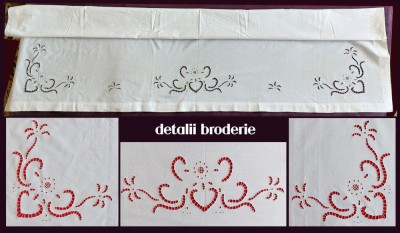 Cearceaf cu broderie sparta cusuta de mana, cearsaf cu motiv palmieri 200x170cm foto