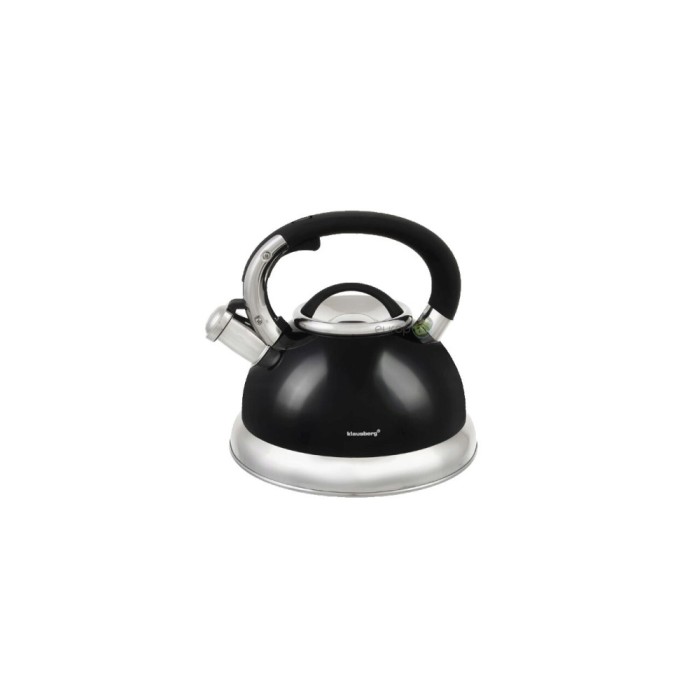 Fierbător tradițional cu fluier fabricat din inox, ceainic 2.8 litri, 16-22 cm, negru, Klausberg