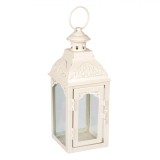 Felinar ornamental alb pentru lumanare