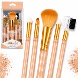 Set 5 bucăți pensule cosmetice multifuncționale pentru machiaj, culoare portocalie