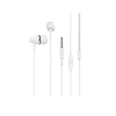 Casti in-ear cu microfon, HOCO Honor M34, conector tip Jack 3.5 mm, control pe fir, lungime cablu 120 cm, albe foto