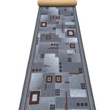 Traversa Festonata Surfilata, Model Print Dekart, Tesatura Plata, Latime 0.6m, Marime 60 x 300 cm, Gri, Antialergic, Polipropilena, Living, Dormitor,
