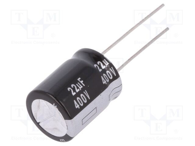 Condensator electrolitic Panasonic 22uF 400V THT &Oslash;16x20mm EB