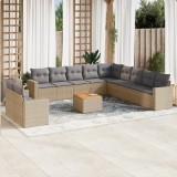vidaXL Set canapele de grădină cu perne, 12 piese, bej, poliratan