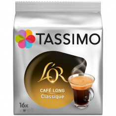 Capsule cafea, L&#039;OR Tassimo Café Long Classic, intensitate 6, 16 bauturi x 120 ml, 16 capsule