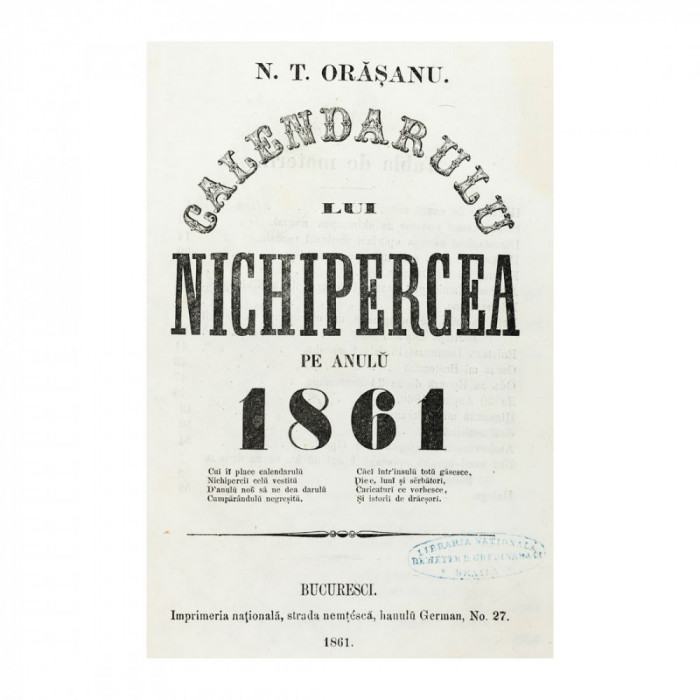 Nicolae T. Orășanu, Calendarul lui Nikipercea, 1861