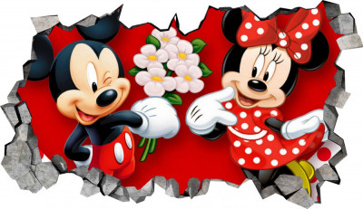 Sticker decorativ, Mickey si Minnie, Rosu, 85 cm, 8732ST-1 foto