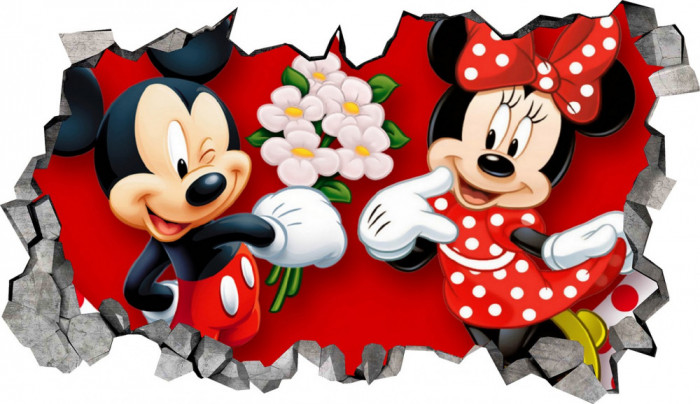 Sticker decorativ, Mickey si Minnie, Rosu, 85 cm, 8732ST-1