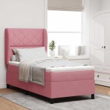 vidaXL Pat cu arcuri cu saltea cu headboard Roz 100 x 200 cm Catifea 3340975