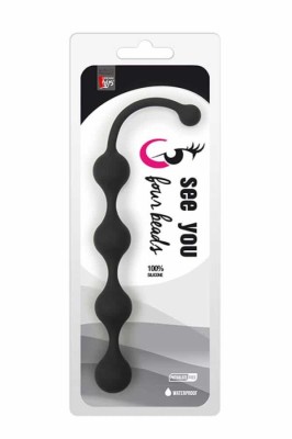 Bile Anale Four Beads, Negru foto