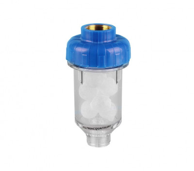 Filtru anticalcar pentru masina de spalat haine sau vase Filtri Acqua Italia 80541346360086, din polifosfat cu racorduri din alama, plastic - RESIGILA foto