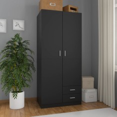 vidaXL Șifonier, negru, 80x52x180 cm, lemn prelucrat