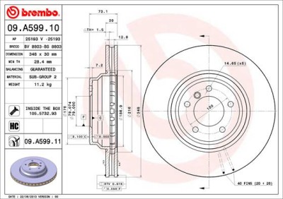 BREMBO 09.A599.11 PRIME LINE - UV Coated Disc frana foto