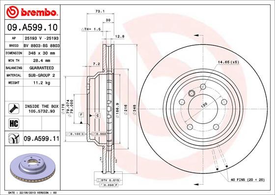 BREMBO 09.A599.11 PRIME LINE - UV Coated Disc frana