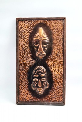 Tablou Relief Foaie Cupru Arta Africana 46 x 25 cm semnata Metaloplastie foto