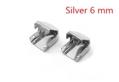 Silver, SET 2 Clipsuri metalice 6mm pentru sireturi incaltaminte plate, SIRETILA&amp;reg; foto