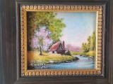LIMOGES tablou PEISAJ splendid UNIC semnat JAN LUC SOULAT pictat manual in EMAIL manopera EXCEPTIONALA de colectie FRANTA