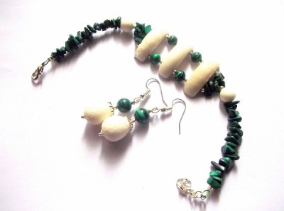 set cu coral alb si malachit 44189 foto