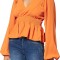 Bluza cu talie smock pentru dame NA-KD, portocaliu, marimea 34 - OUTLET