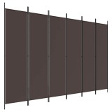 Cumpara ieftin Paravan de camera cu 6 panouri, maro, 300x200 cm, textil