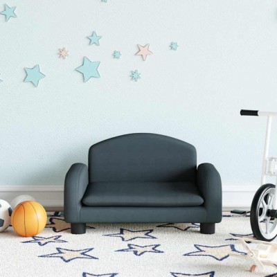vidaXL Canapea pentru copii, gri &amp;icirc;nchis, 50x40x30 cm, material textil 3196370 foto