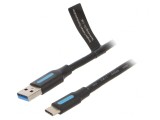 Cablu USB 3.0 A la C, 2m, Negru, Vention