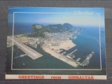 GIBRALTAR - VEDERE AERIANA A PENINSULEI CU PORTUL SI AEROPORTUL CONSTRUITE, Necirculata, Fotografie