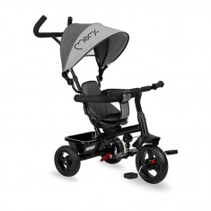 Tricicleta 5 in 1, momi iris grey, scaun rotativ 360Ã‚Â°, suport pentru picioare detasabil, maner telescopic, cos pentru jucarii, materiale usor de cu