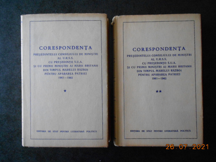 CORESPONDENTA PRESEDINTELUI CONSILIULUI DE MINISTRI AL URSS CU PRESEDINTII SUA