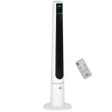 HOMCOM Ventilator Turn cu 3 Moduri și 3 Viteze cu Cronometru 12h, Ventilator de Podea ABS cu Telecomandă, &Oslash;32x118.2 cm, Alb | Aosom Romania