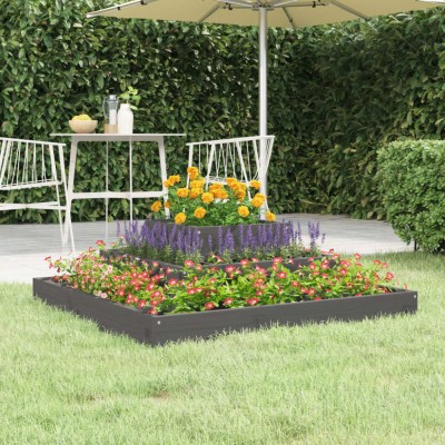 vidaXL Jardinieră, gri, 80x80x27 cm, lemn masiv de pin 823866 foto