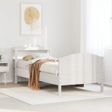 VidaXL Cadru de pat fără saltea, alb, 75x190 cm, lemn masiv de pin