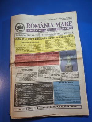 ziarul romania mare 6 iulie 2001 - redactor sef corneliu vadim tudor foto