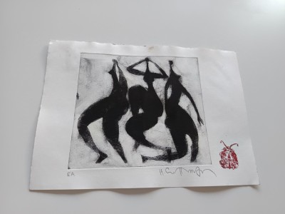 HARRY GUTTMAN, LITOGRAFIE ORIGINALA &amp;quot;CELE TREI GRATII&amp;rdquo; SEMNATA STAMPILATA/ EXEMPLAR DE AUTOR foto