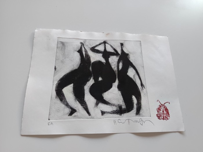HARRY GUTTMAN, LITOGRAFIE ORIGINALA &quot;CELE TREI GRATII&rdquo; SEMNATA STAMPILATA/ EXEMPLAR DE AUTOR