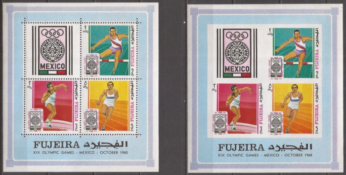 FUJEIRA 1968 SPORT J.O. DE VARA ( 2 colite dt. + ndt.) MNH