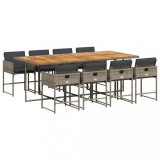 Cumpara ieftin Set mobilier gradina cu perne, 9 piese, gri, poliratan