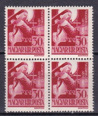 UNGARIA 1944 SFANTA MARGARETA A UNGARIEI BLOC DE 4 TIMBRE MNH foto