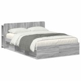 vidaXL Cadru de pat cu depozitare cu headboard Sonoma gri 160 x 200 cm 3433402