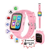 Cumpara ieftin Smartwatch pentru Copii 4G cu Cartela SIM, GPS, WhatsApp, Mod Spion, SMS, Buton SOS, Camera, GITECH&reg; G28, Husa cu Snur Cadou, Roz
