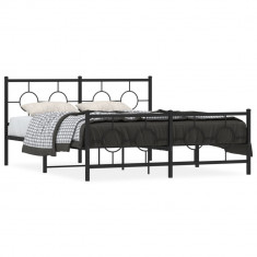 vidaXL Cadru pat metalic cu tăblie de cap/picioare, negru, 160x200 cm