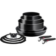 Set 10 piese Tefal Easy Cook &amp;amp; Clean, tigaie 24cm/28cm, craticioara 16cm/20cm, capac 16cm/20cm, cratita 24 cm, capac 24cm, 2 manere